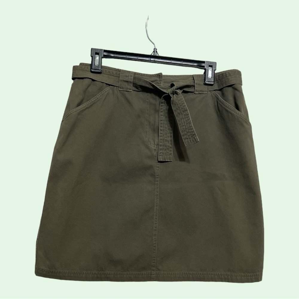 Relativity Petite Olive Khaki Cotton Mini Skirt with tie bet Size 10P